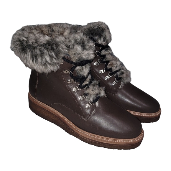 Botkier Winter Leather Lace Up Boots with Faux Fur - Picture 4 of 16